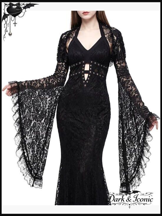 Sweaters - Women Victorian Gothic Lace Bolero Shrug Vampire Vamp Cosplay Corset Top